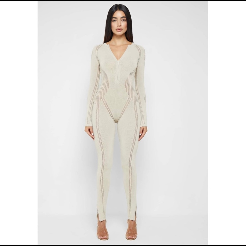 Maniere De Voir Cream Jumpsuit